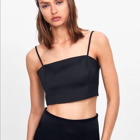 Zara Tops - Zara Black Satin Crop Top Zara Tops - Zara Black Satin Crop Top